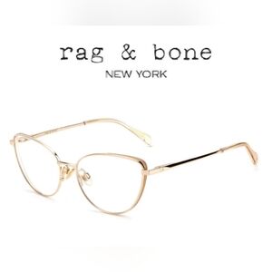 Rag & Bone RNB 3047 Titanium Eyeglasses Frames Cateye J5G Gold 54-16-140 mm